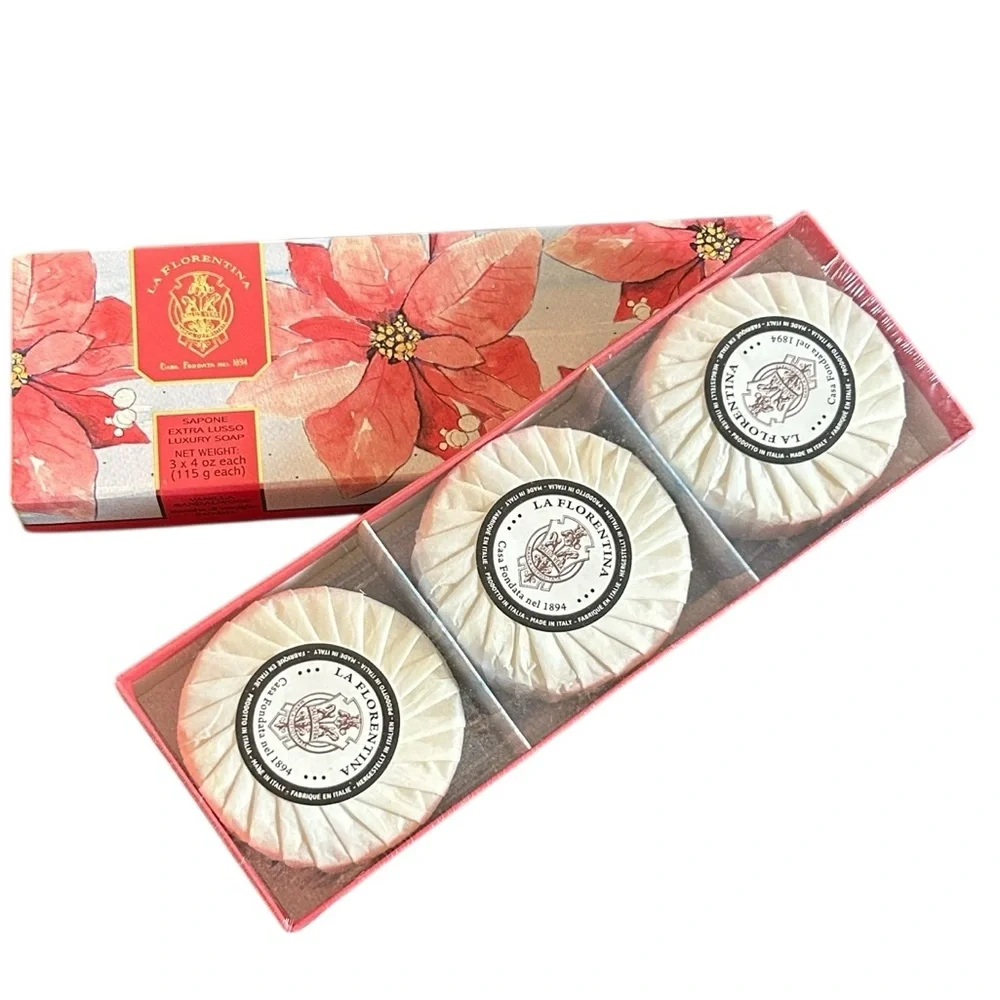 La Florentina Vanilla Sandlewood Bar Luxury Soap Set of 3 Made in Italy